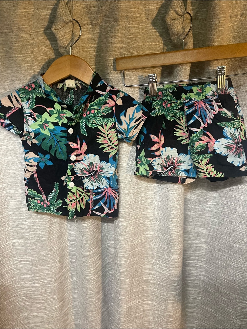 Old Navy Style Black Tropical Floral Kids Short Set